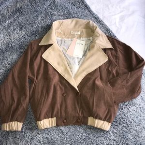 Snap Button Lapel Jacket With Pockets